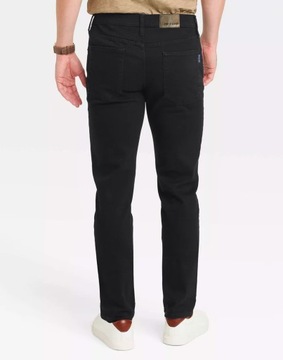 Czarne Spodnie Męskie Jeansy 100% Bawełniane z Prostą Nogawką 21568 W37 L32