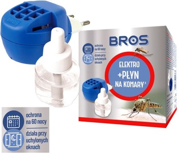 BROS Elektro PRZECIW KOMAROM Biobójcze Ochrona + Płyn na Komary 60 nocy