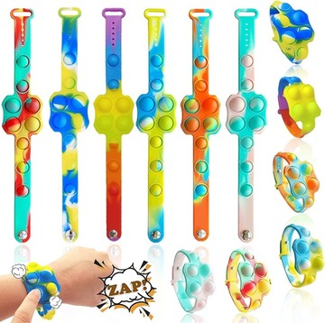 Zestaw 6 sztuk Pop it Fidget Toys, bransoletka Pop
