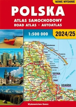POLSKA 1:500 000 ATLAS SAMOCHODOWY NA SPIRALI 2024/2025 GAUSS