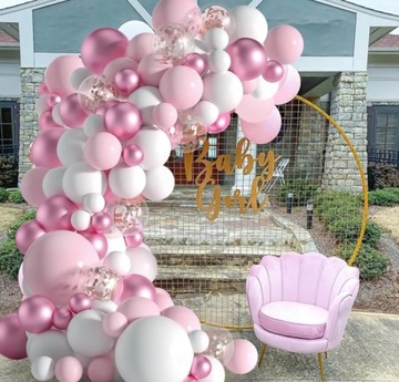 Белый и розовый воздушный шар, гирлянда для крещения, годовалая гирлянда из воздушных шаров, детский душ