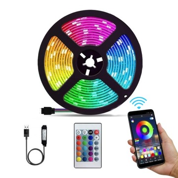 TAŚMA LED 5M BLUETOOTH APLIKACJA MOBILNA PILOT ZESTAW 12V