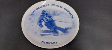 Porcelanowy kolekcjonerski talerz Ingemar Stenmark