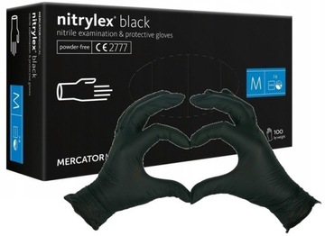 Rękawice Rękawiczki nitrylowe czarne M 100 sztuk