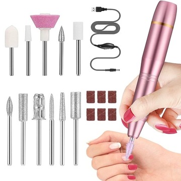 FREZARKA MINI DO PAZNOKCI MANICURE Z FREZY ZESTAW