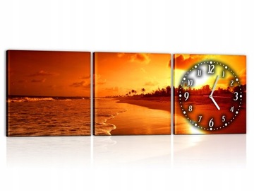 TRYPTYK OBRAZY Z ZEGAREM 150x50 obraz i zegar 2w1