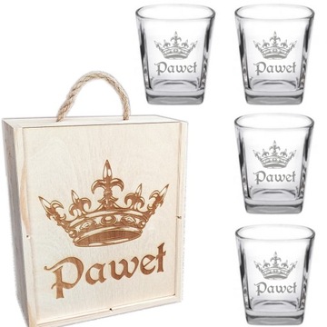 Skrzynka 4 Szklanki do whisky Z GRAWEREM Prezent Personalizowany