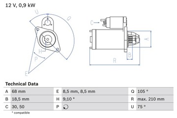 BOSCH STARTÉR OPEL 1,4B-1,6B I16V