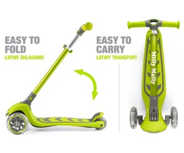 Надежный трехколесный светодиодный самокат для детей! Boogie Green 3+ ЗЕЛЕНОЕ КАЧЕСТВО