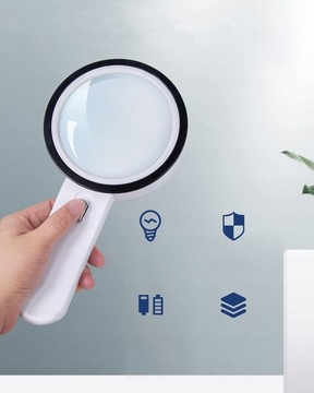 DUŻA LUPA SZKŁO POWIĘKSZAJĄCE 12 X OŚWIETLENIE LED