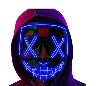 Maska Halloween LED Kolor Niebieski - Prezent