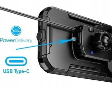 UCHWYT NA DUŻY TELEFON – MOTOCYKLOWY – WODOODPORNY - Z ŁADOWARKĄ USBC I PD