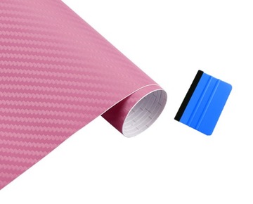 FOLIA CARBON 3D RÓŻOWY 50cm x 152cm RÓŻOWA OKLEINA SAMOPRZYLEPNA + RAKLA