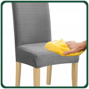 НАБОР ИЗ 6 ШТ. ЧЕХОЛЫ ДЛЯ СТУЛА СЕРЫЙ ЭЛАСТИЧНЫЙ ПЛОТНЫЙ ЖАККАРД