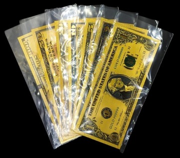 DOLARY AMERYKAŃSKIE Kolekcjonerski Zestaw Pozłacanych Banknotów CERTYFIKAT