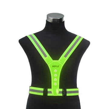 Elastyczna kamizelka odblaskowa LED, fluorescencyjna żółta