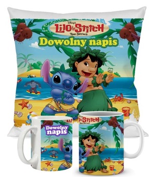 ZESTAW KUBEK PODUSZKA LILO I STICH OHANA prezent + IMIĘ