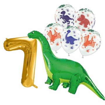 ZESTAW DINOZAURY 7 urodziny BALONY BRACHIOZAUR 100 cm