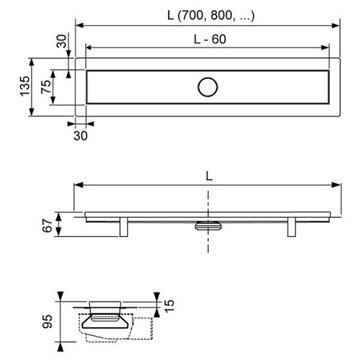 TECE linus rynna odpływ odwodnienie 90cm 2w1 obrót