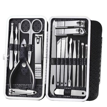 ZESTAW MANICURE CĄŻKI NOŻYCZKI PAZNOKCI 19 EL ETUI PEDICURE W ETUI