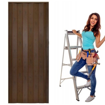 DRZWI HARMONIJKOWE WEWNĘTRZNE SKŁADANE/ŁAMANE WENGE MAT 80CM MOCNE
