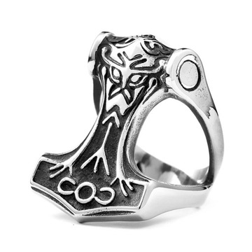 ОБРУЧАЛЬНОЕ КОЛЬЦО ВИКИНГА СИГНАЛ, МОЛОТОК ТОРА, СТАЛЬ 316L