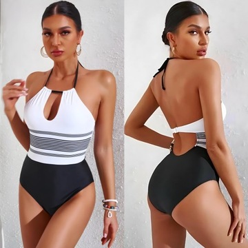 JEDNOCZĘŚCIOWY STRÓJ KĄPIELOWY BOHO M KOBIECY MONOKINI KOSTIUM SEXY CZARNY