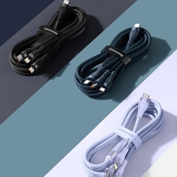 КАБЕЛЬ BASEUS USB-C — USB-C / Lightning / micro USB 100 Вт ПРОЧНЫЙ КАБЕЛЬ 1,5 м