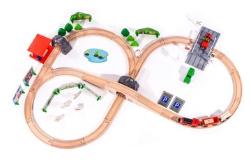 Drewniana kolejka elektryczna POCIAG TORY TUNEL