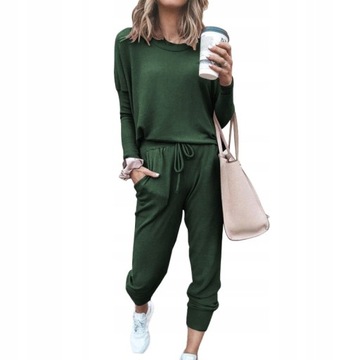 DAMSKI KOMPLET DRESOWY DRES BLUZA SPODNIE S-3XL