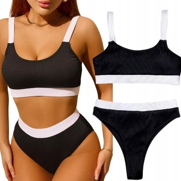 Бикини два -розычные купальники широкие ремни высокие трусики / с / с