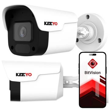 KEEYO Kamera 2K+ IP PoE 4Mpx Detekcja Ai ONVIF MIKROFON IR25m IP66 114°