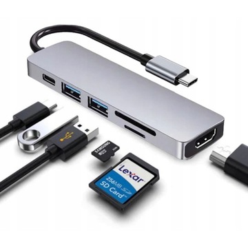 Адаптер 6in1 HUB USB-C HDMI 4K Macbook M1 PRO AIR