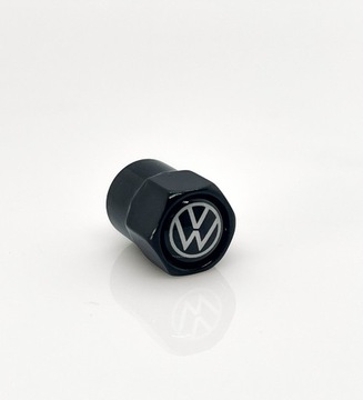 NAKRĘTKI NA WENTYLE VOLKSWAGEN WENTYLKI KAPTURKI LOGO CZARNE METALOWE 4 SZT