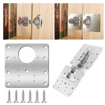 4 x КОМПЛЕКТ ДЛЯ РЕМОНТА ВЫРЫВАННЫХ ПЕТЛЕЙ РЕМОНТНАЯ ПЛАСТИНКА ДЛЯ МЕБЕЛИ