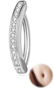 Seksowny Kolczyk do Pępka Prosty Z Cyrkoniami STAL