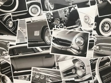 TAPETA CZARNO BIAŁE AUTA, MŁODZIEŻOWA TAPETA PAPIEROWA NA FLIZELINIE