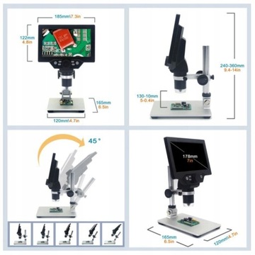 MIKROSKOP CYFROWY x1200 KAMERA 12MP WYŚWIETLACZ MATA ZESTAW 6 PĘSET