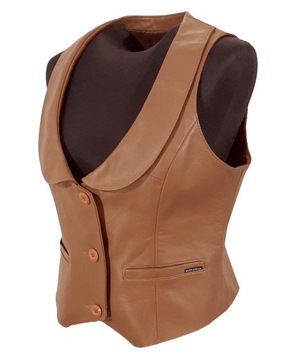 Жилет кожаный 44 Женский ELEGANT коричневый НОВИНКА