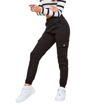 HL-479 BLACK SPODNIE DAMSKIE CARGO S/M - 37