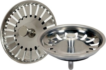 SITKO KOREK METALOWY NIERDZEWNY DO ZLEWU ZATYCZKA FI 115 MM KOSZYCZEK