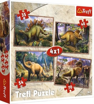 TREFL PUZZLE DINOZAURY TYRANOZAUR BRACHIOZAUR 4w1