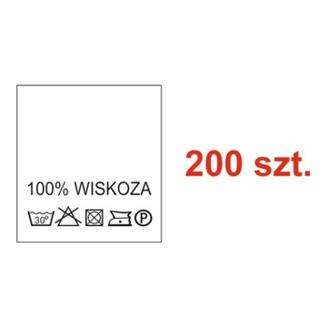 Wszywki Metki odzież. 100% WISKOZA 30 C - 200 szt