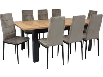 Nowoczesny zestaw do salonu Rozkładany stół 90x160 blat DĄB kraft 8 krzeseł