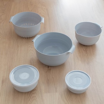 НАБОР КУХОННЫХ МИСШЕК МИСКИ С КРЫШКАМИ + ДУРШРУГ 7 шт.