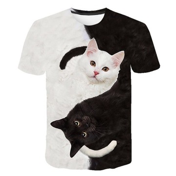 BLUZKA DAMSKA T-SHIRT KOSZULKA 3D Z KOTKAMI XL