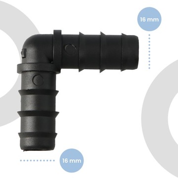 10x PE КОЛЕНО 16x16 ММ СОЕДИНИТЕЛЬ ДЛЯ ШЛАНГА ПОЛИВНОЙ ВОДЫ