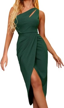 Zielona ołówkowa sukienka na jedno ramię koktajlowa wesele 3XL XXXL 46