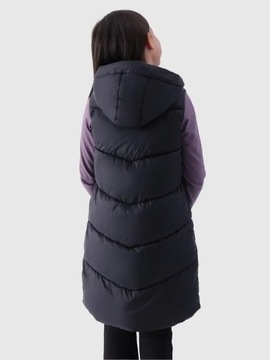 КУРТКА БЕЗРУКАВКА ДЛЯ ДЕВОЧЕК 4F КУРТКА СТЕГАНЫЙ ЖИЛЕТ, ДЛИННАЯ ОСЕНЬ AW24F130