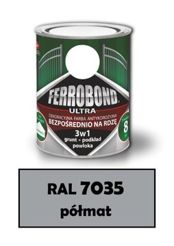 FERROBOND (PÓŁMAT, SZARY RAL 7035) 2,5 L DO METALU NA RDZĘ
